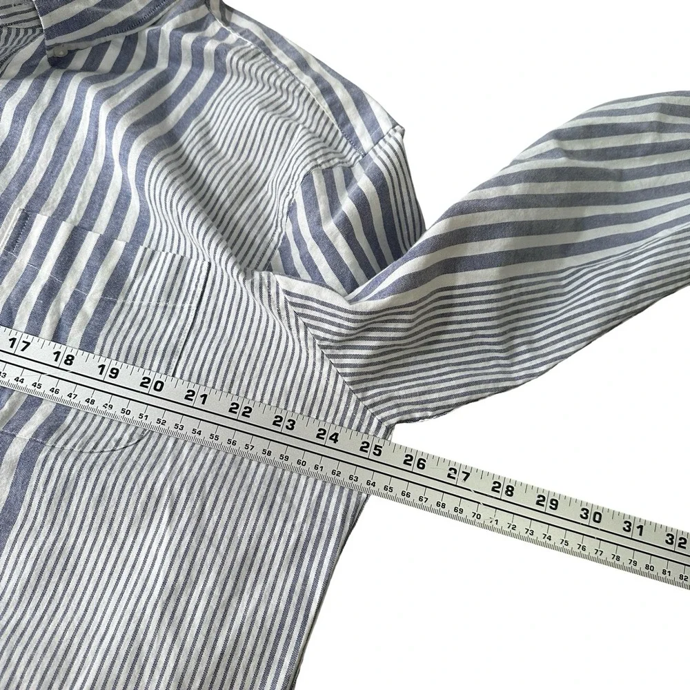 J‎ Crew Broken In Oxford Slim Organic Cotton Blue Stripe Button Shirt Men XXL